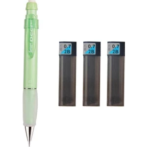 Deep Mekanik Kurşun Kalem Pastel Renk 0.7 mm Elma Yeşili + Tombow 0.7 mm 2b Uç 3 Adet