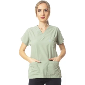 Simirna Üniforma Cerrahi Doktor Hemşire Scrubs Küf Yeşili Forma Tek Üst