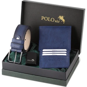 Polo Air Kemer Cüzdan Kartlık Benzinli Çakmak Hediyelik Kutusunda Set Cm-09