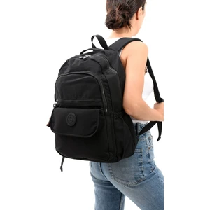 Unisex Suya Dayanıklı  Krinkıl Kumaş Laptop Bölmeli Siyah Renkli Büyük Boy Okul Seyahat Sırt Çantası