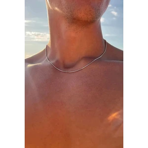 The Collection Unisex Ince Italyan Yılan Model Gümüş Kolye Çelik Zincir