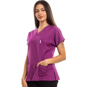 Simirna Üniforma Cerrahi Doktor Hemşire Scrubs Forması Eflatun Üst