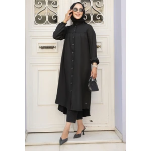 Neva Style Düğmeli Siyah Tesettür Tunik 5642S