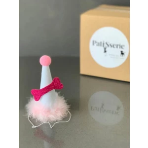 Patisserie Store Köpekler Için Doğum Günü Parti Şapkası Mavi Beyaz Kukuleta