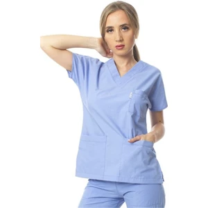 Simirna Üniforma Cerrahi Doktor Scrubs Hemşire Forması Açık Mavi Üst