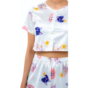 Bella Bonita Cool Cat Saten Pijama Şort Takımı