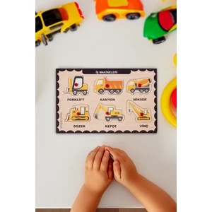 Hoby Games Iş Makinaları Puzzle Eğitici Ahşap Tutmalı Yapboz