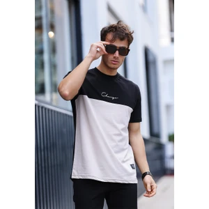 Erkek Iki Renk Nakışlı Regular Bisiklet Yaka %100 Pamuk T-Shirt