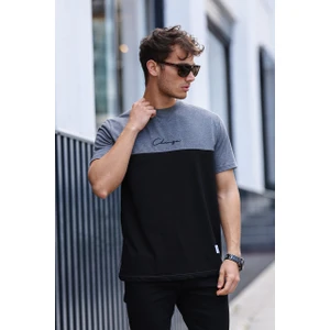 Erkek Iki Renk Nakışlı Regular Bisiklet Yaka %100 Pamuk T-Shirt