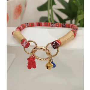 Büyük Kedi Köpek Boyun Tasması Bohem Kedi Kolyesi Yaylı Kilit 25 cm Kırmızı