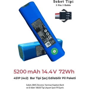 I8 Pro ve Roidmi Eve / Eve Plus Robot Süpürge Uyumlu Batarya - 5200 Mah 72WH