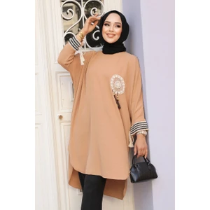 Neva Style Püskül Detaylı Bisküvi Tesettür Tunik 651BS