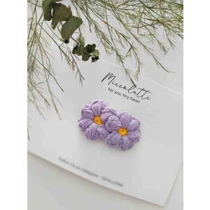 Saçsız Bebek Tokası El Örgüsü Çiçekli Lila