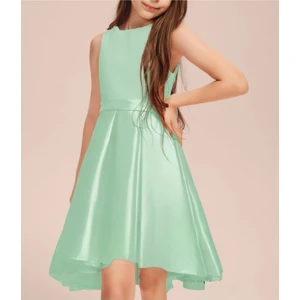 Kız Çocuk Mint Yeşili Zarif Kısa Asimetrik Elbise Doğum Günü Balo Mezuniyet Elbise