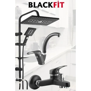Siyah Robot Tepe Yağmurlama Duş Başlığı Banyo Bataryası Kuğu Boru Mutfak Bataryası Çift Su Girişli