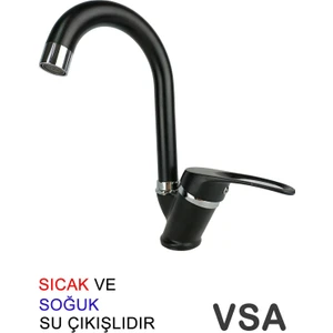 Siyah Mix Lavabo Bataryası Aç Kapa Musluk