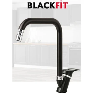 Siyah Mix Mutfak Bataryası Oynar Başlıklı Mutfak Musluğu Eviye Bataryası Çift Su Girişli