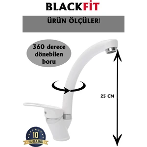 Beyaz Mix Eviye Bataryası Çift Su Girişli Aç Kapa Mutfak Bataryası