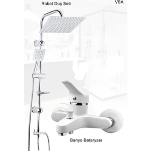 Beyaz Robot Yağmurlama Duş Seti Banyo Bataryası Aç Kapa Garantili Musluk Set