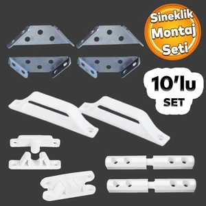 Pimapen Pvc Pencere Kapı Sineklik Çerçeve Montaj Seti Plastik Kol Menteşe Çıt Çıt Tutamak 10'lu Set
