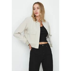 Select Moda Kadın Cepli Çıtçıt Kapamalı Süet Bomber Ceket