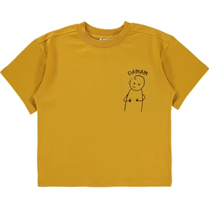 Oversize Çocuk Tişört 6-9 Yaş Hardal