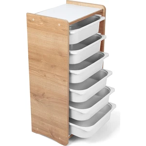 Prime Dükkan 6 Çekmeceli Çocuk Oyuncak ve Aktivite Dolabı,ceviz-Beyaz 18MM Mdf