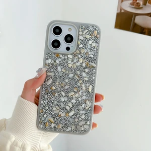 Apple iPhone 15 Pro Max Uyumlu Kılıf Zebana Pırlanta Silikon Kılıf Gri