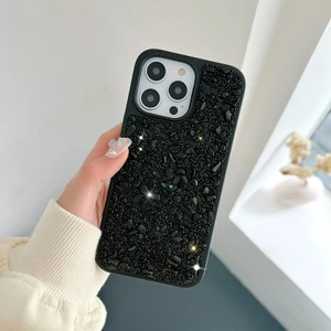 Apple iPhone 15 Pro Uyumlu Kılıf Zebana Pırlanta Silikon Kılıf Siyah