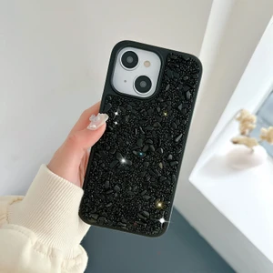 Apple iPhone 15 Uyumlu Kılıf Zebana Pırlanta Silikon Kılıf Siyah