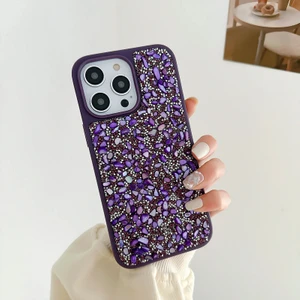 Apple iPhone 14 Pro Max Uyumlu Kılıf Zebana Pırlanta Silikon Kılıf Derin Mor