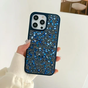 Apple iPhone 14 Pro Max Uyumlu Kılıf Zebana Pırlanta Silikon Kılıf Lacivert
