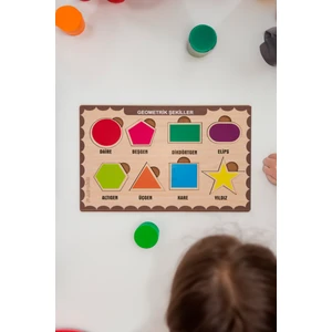 Hoby Games Ahşap Bul Tak Yapboz Geometrik Şekilleri Öğreniyorum Puzzle