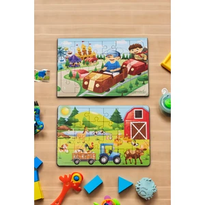 Hoby Games Okul Öncesi Başlangıç Yapboz Lunapark Maceram Ve Hayvanlar Diyarı Ahşap Puzzle Set