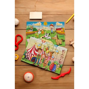 Hoby Games Okul Öncesi Başlangıç Yapboz Çiftliğim Ve Canım Ailem Ahşap Puzzle Set