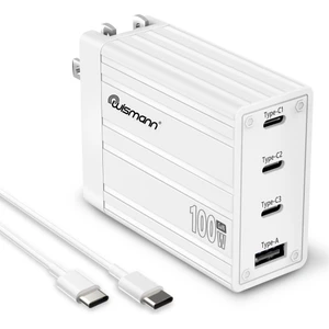 100W Usb-C Güç Adaptörü 4 Port Gan (Akım Korumalı) Type-C Hızlı iPhone & Android & iPad & Macbook Şarj Cihazı (Type-C Kablo Dahildir)