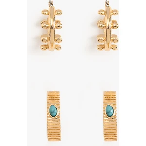 Halka Küpe 2'li Set Taşlı