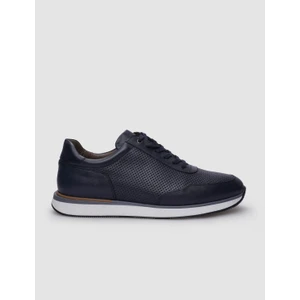 Deri Lacivert Bağcıklı Erkek Sneaker