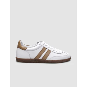 %100 Hakiki Deri Beyaz Bağcıklı Kadın Sneaker