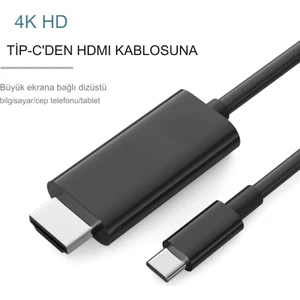 Type-C To 4K Ultra Full Hd Hdmı Usb-C Tak Çalıştır Görüntü Aktarım Kablosu-2m