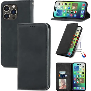 Iphone 14 Promax Darbeye Deri Kılıf Kapak Kapak Basit (Yurt Dışından)