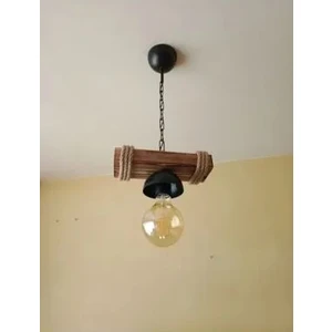 Özcan Life , Vintage, Otantik Tekli Ahşap, Rustik Avize, E27 Duylu,