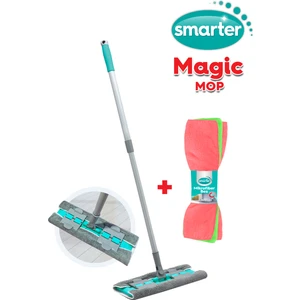SMARTER MAGIC MOP + MİKROFİBER 3 LÜ TEMİZLİK BEZİ PASPAS TEMİZLİK SETİ MANDALLI