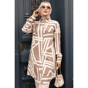Neva Style Desenli Vizon Tesettür Viskon Tunik 11666V