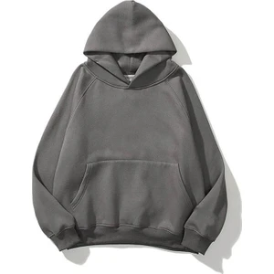 Kadın Füme Kanguru Cepli Kapüşonlu 3 Iplik Şardonlu Sweatshirt