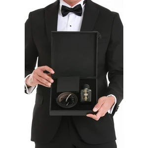 Erkek Edp Parfüm Cüzdan Kemer 3'lü Ahşap Kutulu Set Damat Bohçası Seti