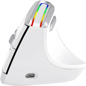 Trendstok Infıny V20LD Bluetooth5.0 + 2.4ghz. Rgb Led'li Şarjlı Kablosuz Ergonomik Dikey Vertical Mouse-Beyaz