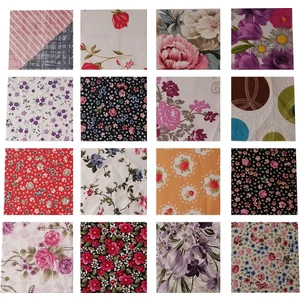 Peri Store Patchwork Pamuklu Kumaş Karışık Desen Renk Dikiş 5X5CM 100 Parça