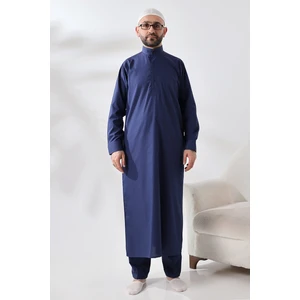 Lacivert Çınar Dagron Kumaş Erkek Hac Umre Kıyafeti Fistan Takımı