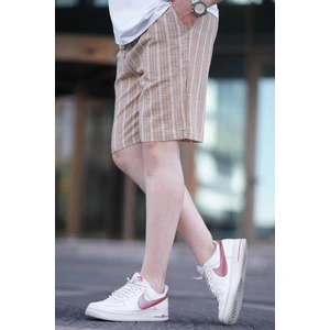 Kahverengi Rahat Kesim Erkek Keten Kapri Şort 6543